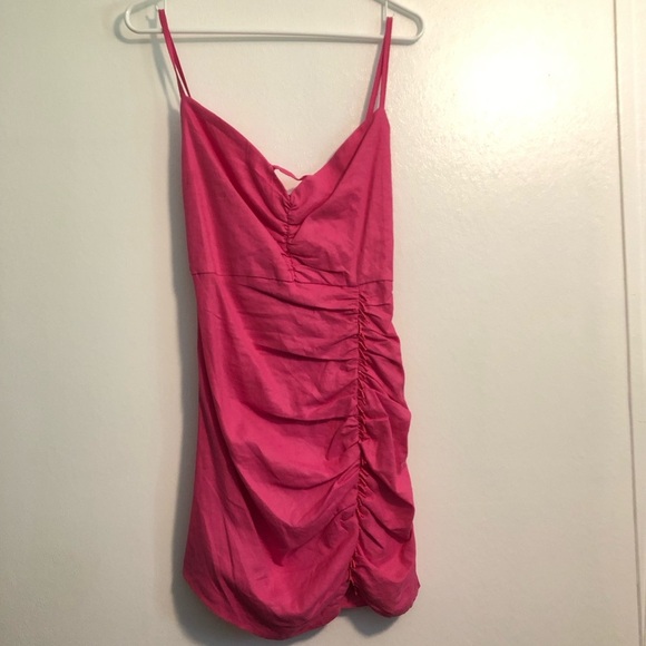 Zara Dresses & Skirts - Zara Pink mini Dress Size M Summer ruffles Cocktail Party Wedding Strappy Beaded